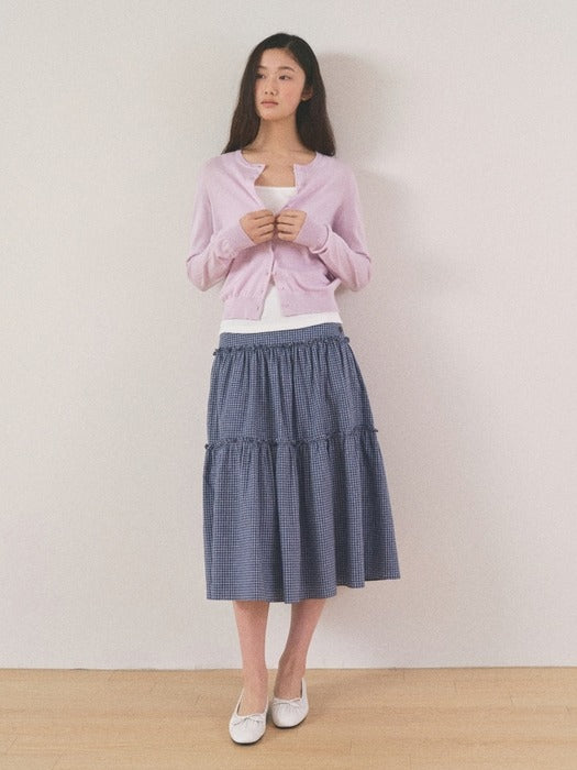 [Mango Maniplease] Naiko Shirring SKIRT_BLUE Check