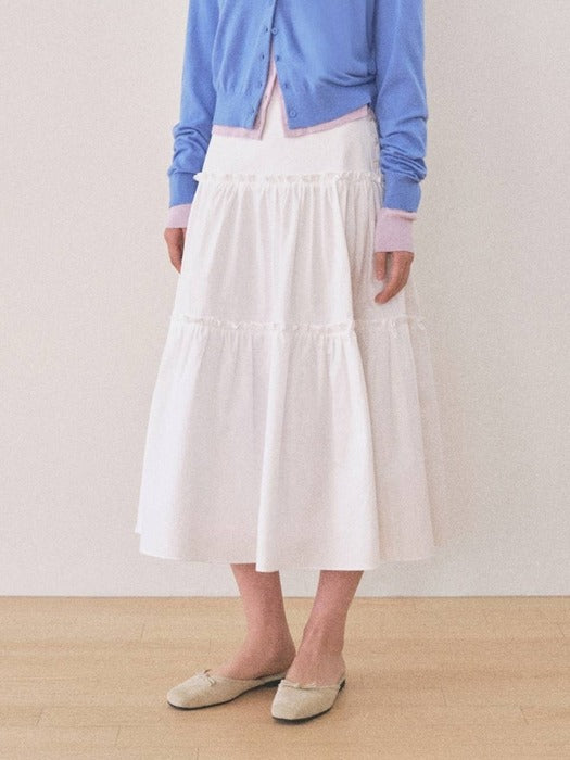 Mango Maniplease Naiko Shirring Skirt Ivory