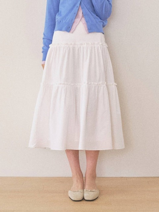Mango Maniplease Naiko Shirring Skirt Ivory