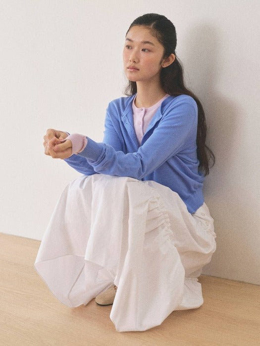 Mango Maniplease Naiko Shirring Skirt Ivory