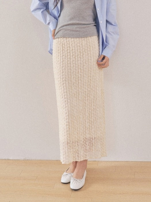 Mango Maniplease Blumi Lace Skirt Natural