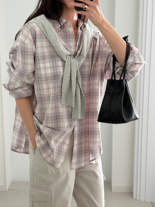 Mango Maniplease Neer Check Shirt Pink