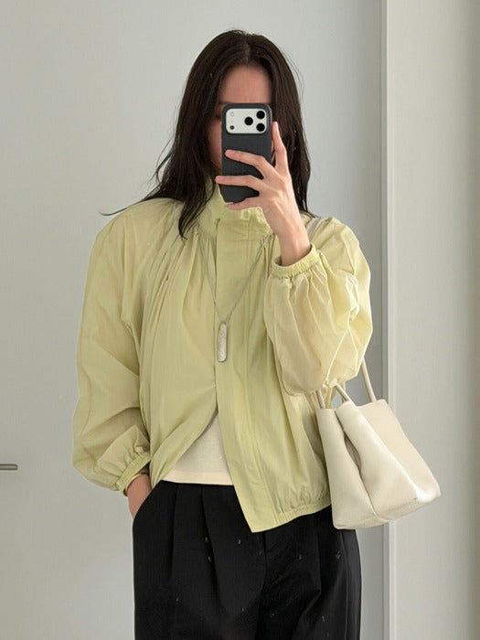 Mango Maniplease Piora Shirring Blouson Lime