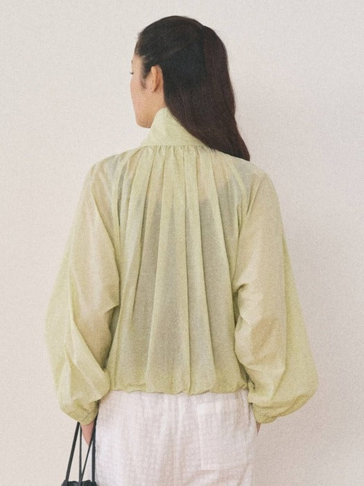 Mango Maniplease Piora Shirring Blouson Lime