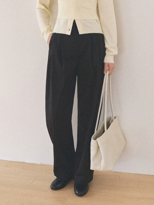 Mango Maniplease Bone Cotton Pants Black