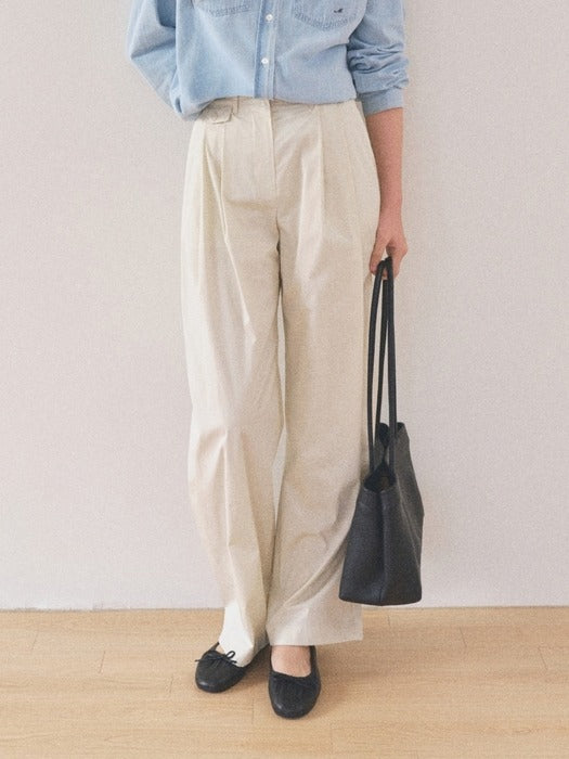 Mango Maniplease Bone Cotton Pants Butter Cream