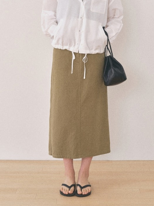 Mango Maniplease Hem Washed Skirt Khaki
