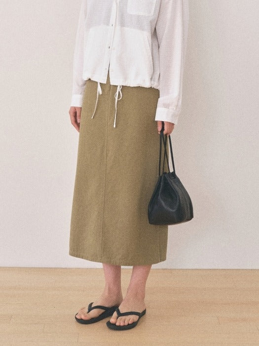 Mango Maniplease Hem Washed Skirt Khaki