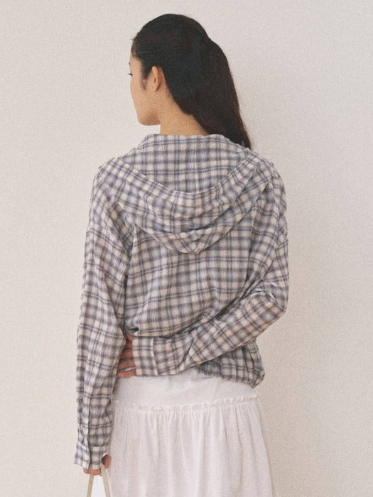 Mango Maniplease Tinder Hoodie Shirt Blue Check