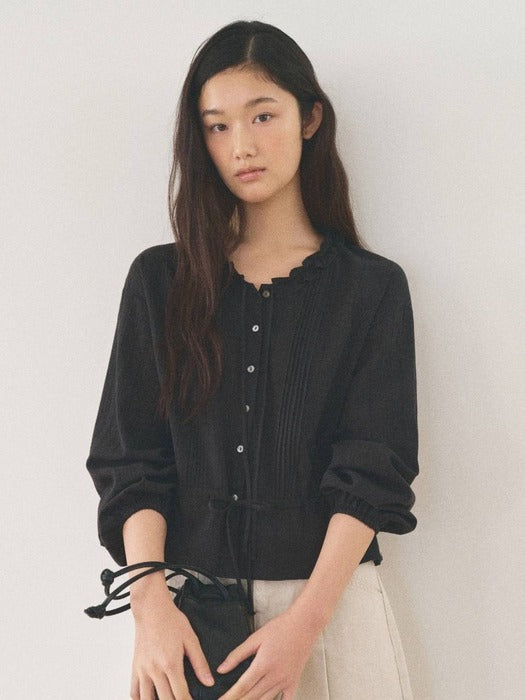 Mango Maniplease Once Frill Blouse Black