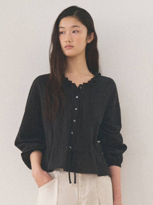 Mango Maniplease Once Frill Blouse Black