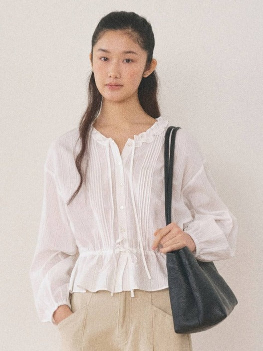 Mango Maniplease Once Frill Blouse White