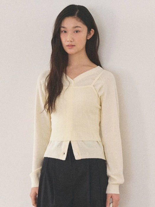 Mango Maniplease Yuri Cardigan Set Vanilla