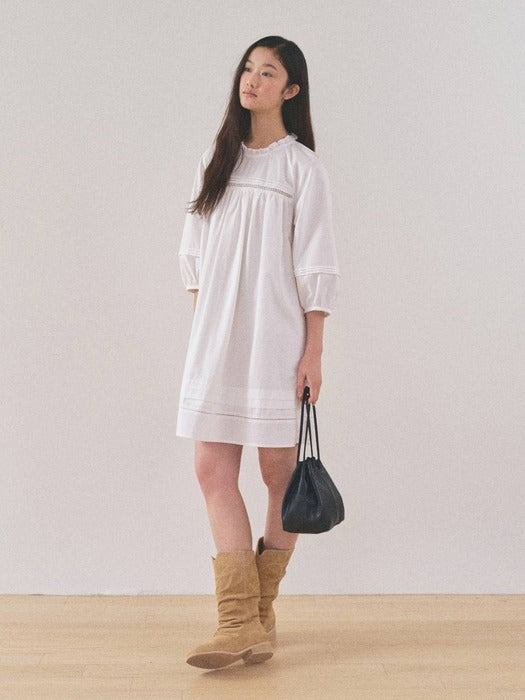Mango Maniplease Titty Shirring One Piece Ivory