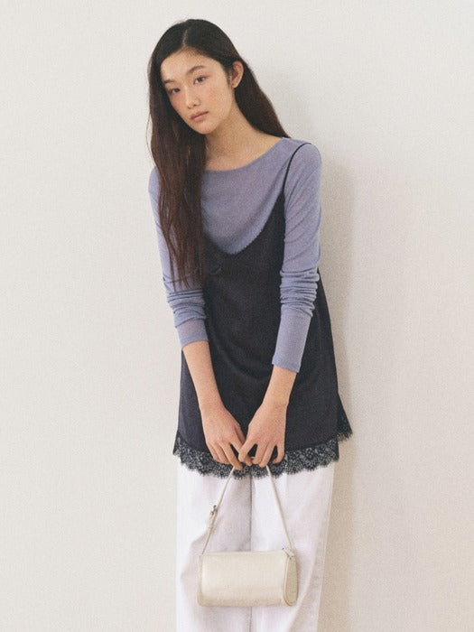 Mango Maniplease Showy Lace Top Navy