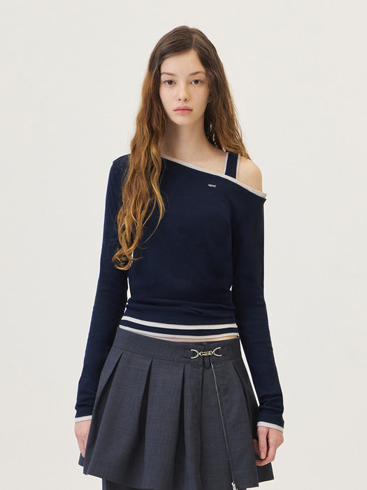 [grove] 26PS MELI OFF-SHOULDER (NAVY)