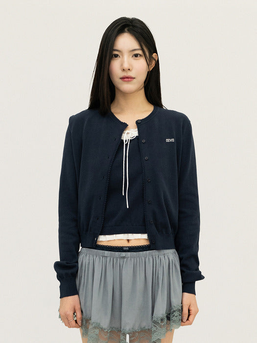[grove] 26PS LEAF CARDIGAN (NAVY)