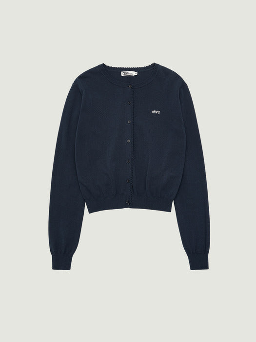 [grove] 26PS LEAF CARDIGAN (NAVY)