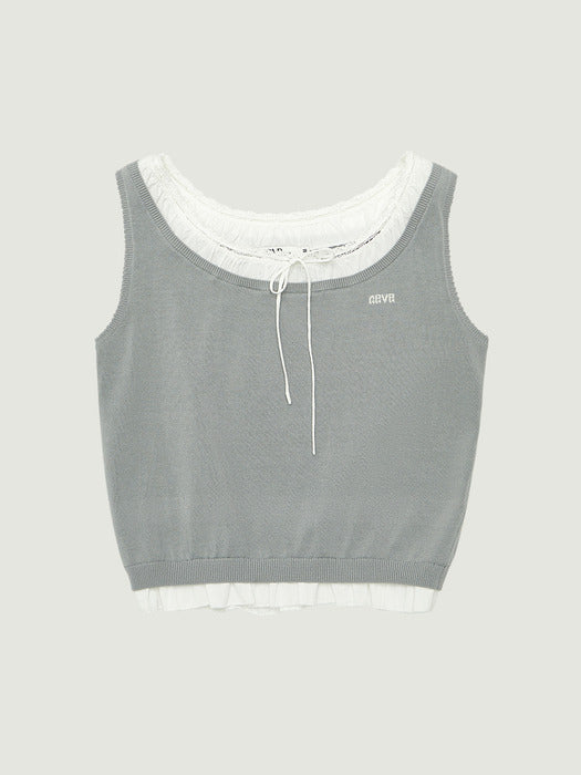 [grove] 26PS LEAF SLEEVELESS (GRAY)