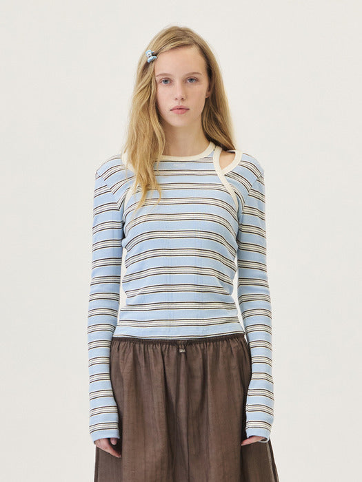 Grove 26Ps Nancy Stripe L/S T-Shirt (Light Blue)