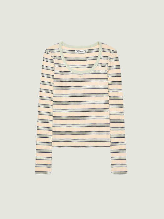 Grove 26Ps Nancy Stripe L/S T-Shirt (Peach)
