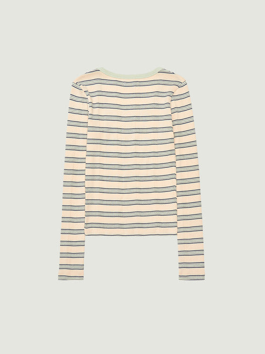 Grove 26Ps Nancy Stripe L/S T-Shirt (Peach)