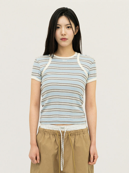 Grove 26Ps Nancy Stripe H/S T-Shirt (Light Blue)