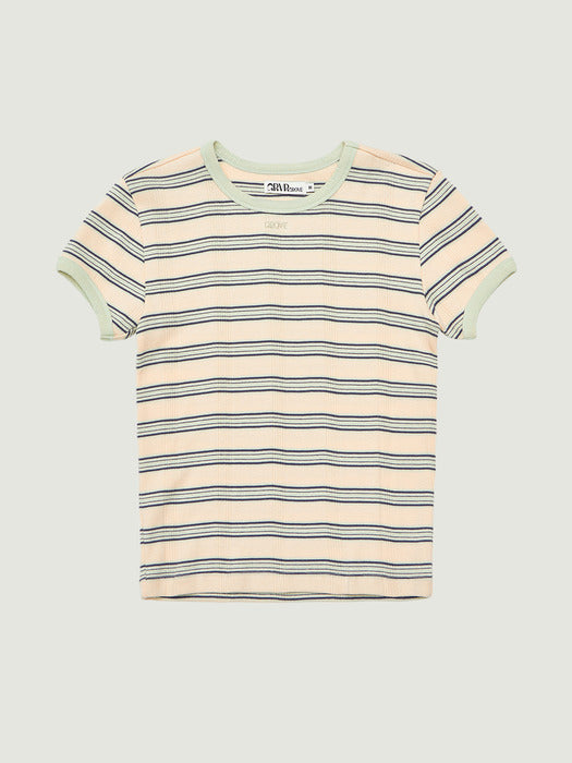 Grove 26Ps Nancy Stripe H/S T-Shirt (Peach)