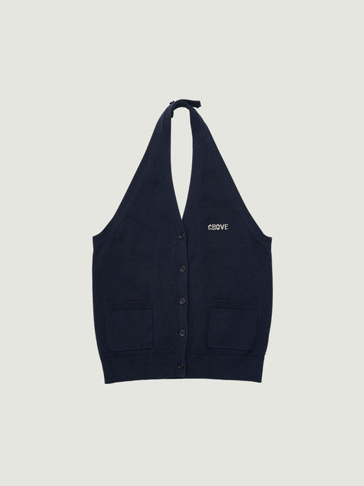 [grove] 26PS BIRCH HALTER KNIT (NAVY)