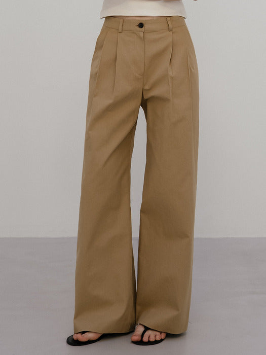 Tillidie Cotton wide Pants Beige