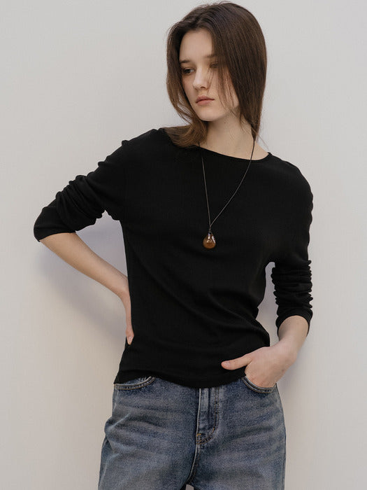 Tillidie Modal basic slim t-shirt Black