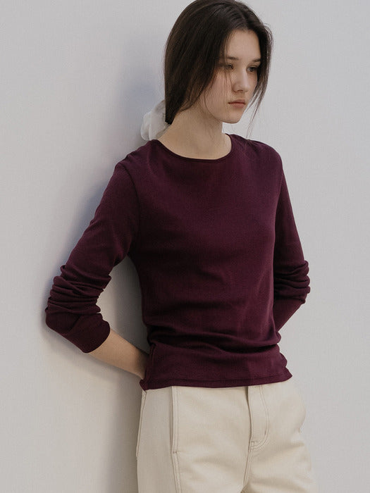 Tillidie Modal basic slim t-shirt Wine