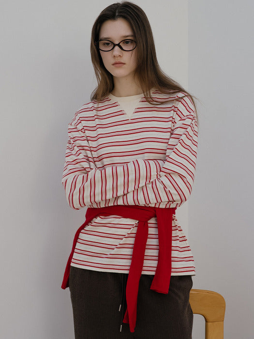 Tillidie V-gusset stripe t-shirt Ivory