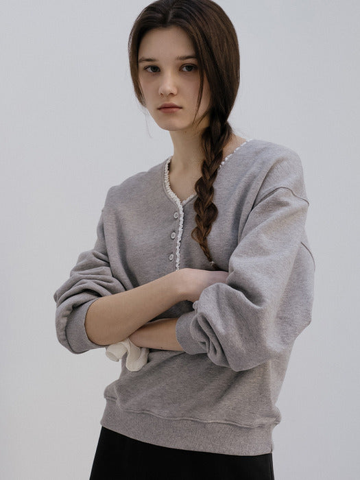 Tillidie V-neck sweatshirt Melange