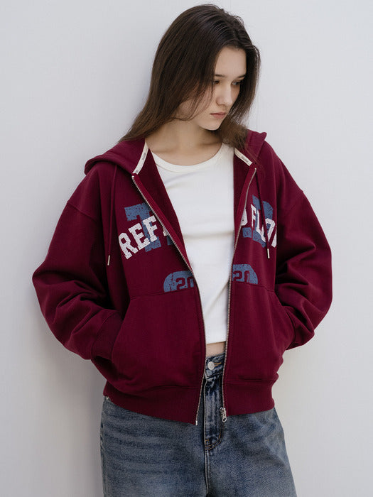 Tillidie Lettering hoodie zip-up Wine