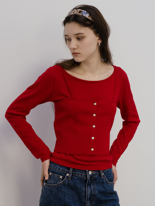 Tillidie Layered knit bustier Set Red