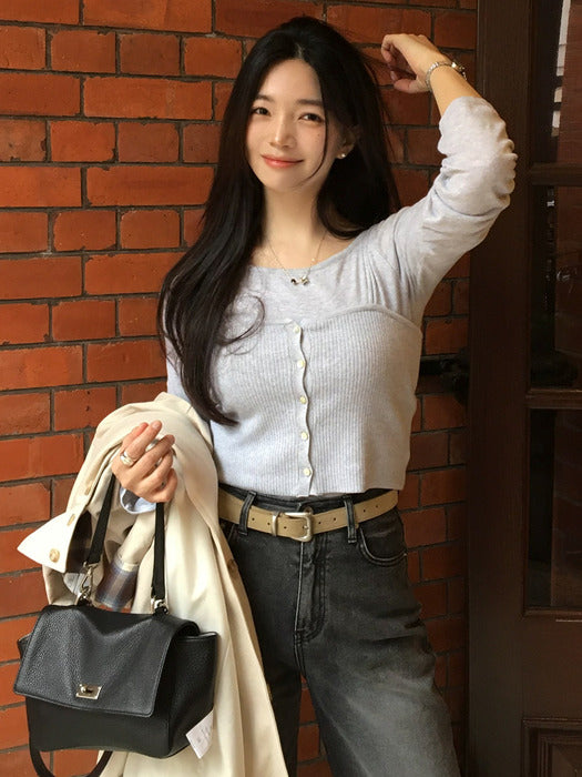 [TILLIDIE] Layered Knit Bustier SET [TISP05SW06] _Gray