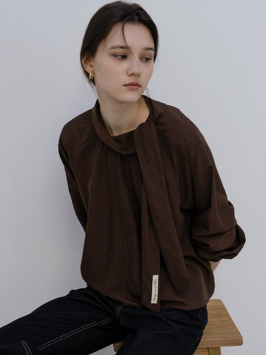 Tillidie Scarf tie detail blouse Brown