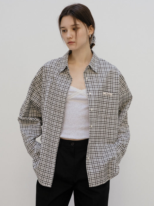 Tillidie Ray overfit check shirt Gray