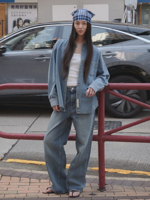 [tillidie] Classic denim shirt jacket_Blue