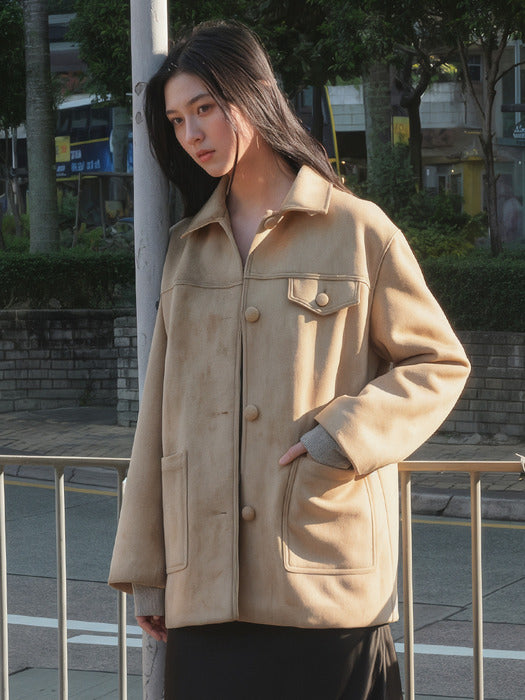 Tillidie Distressed suede single jacket Yellow