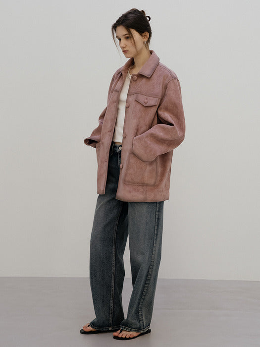 Tillidie Distressed suede single jacket Pink