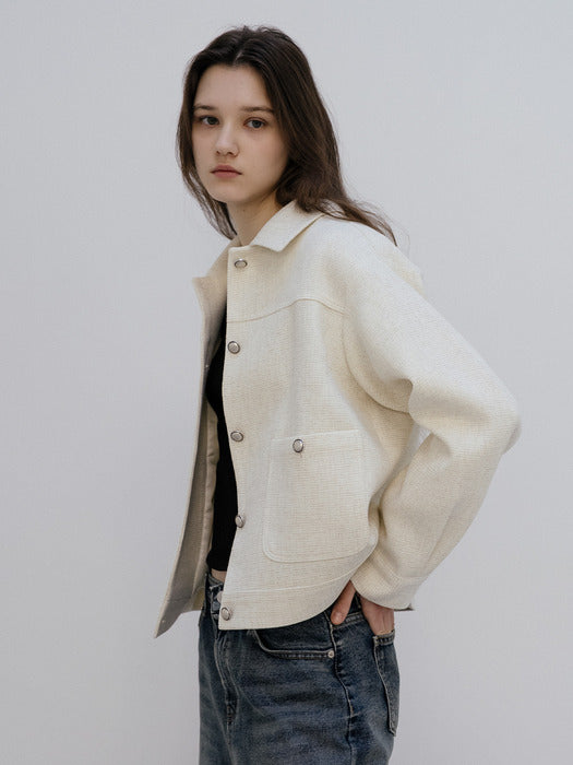 Tillidie Tweed blouson jacket Ivory