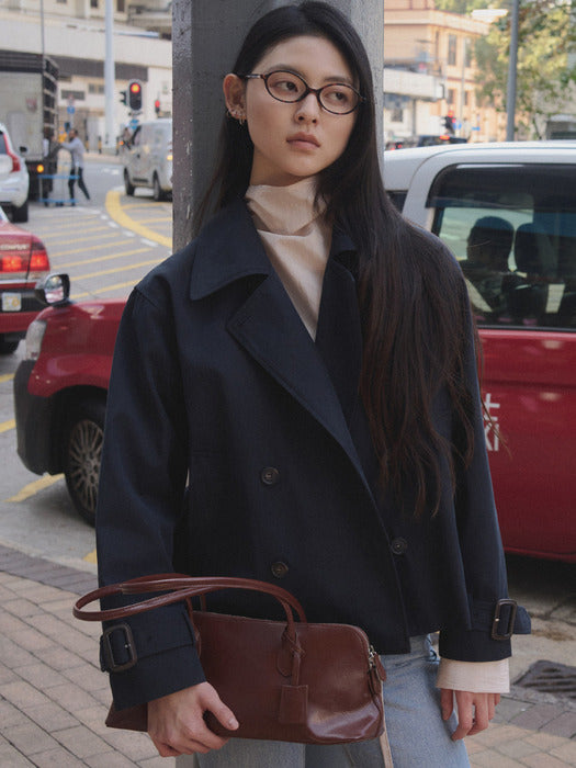 Tillidie Short double trench jacket Navy