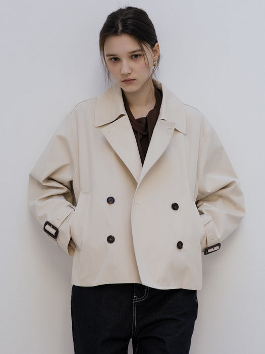 Tillidie Short double trench jacket Beige