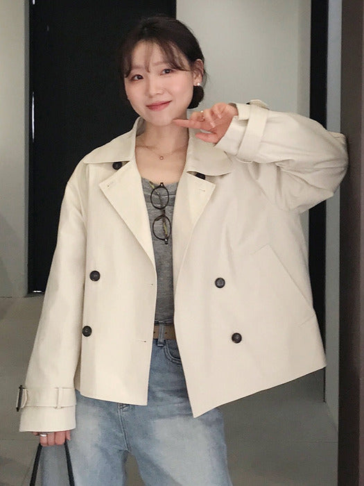 Tillidie Short double trench jacket Beige