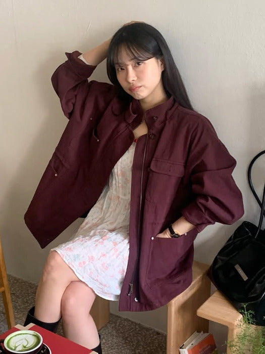 Tillidie Over-Fit utility jacket Wine