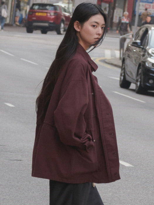 Tillidie Over-Fit utility jacket Wine