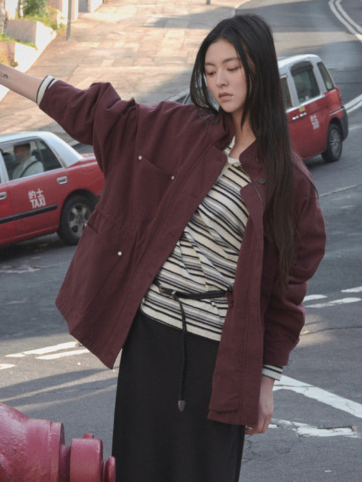 Tillidie Over-Fit utility jacket Wine
