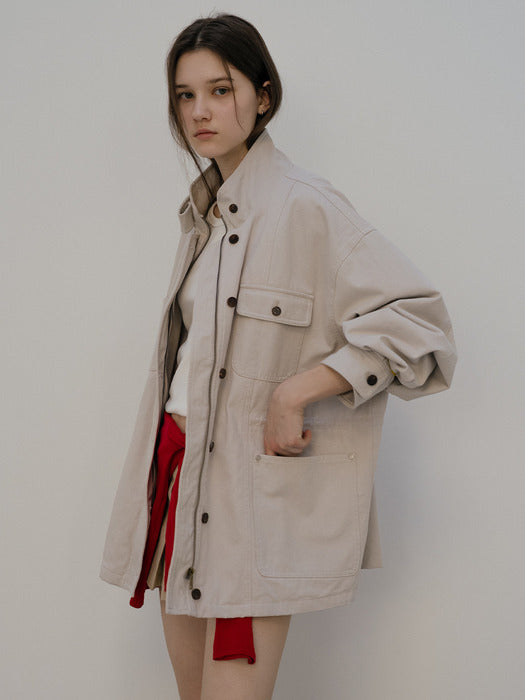 Tillidie Over-Fit utility jacket Stone beige